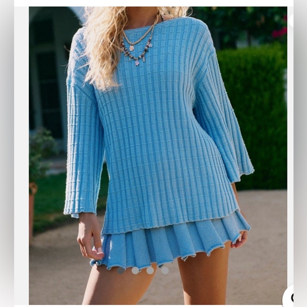 Free People Blue "Angel Falls" Sweater & Skirt Set SOLD Out online